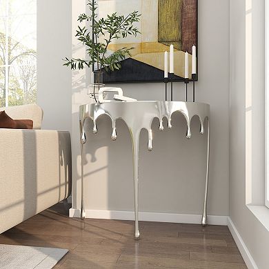 Stella & Eve Half Moon Drip Console Table with Melting Designed Legs and Glass Top