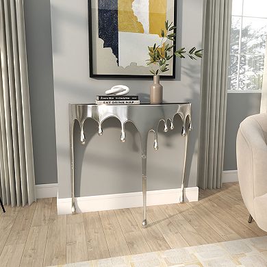 Stella & Eve Half Moon Drip Console Table with Melting Designed Legs and Glass Top