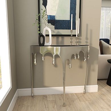 Stella & Eve Half Moon Drip Console Table with Melting Designed Legs and Glass Top