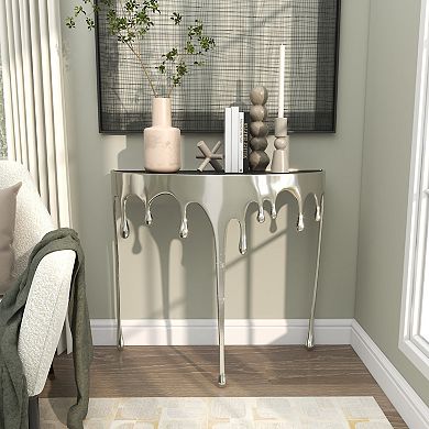 Stella & Eve Half Moon Drip Console Table with Melting Designed Legs and Glass Top