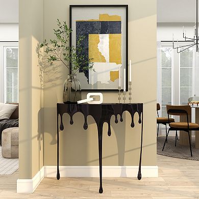 Stella & Eve Half Moon Drip Console Table with Melting Designed Legs and Glass Top