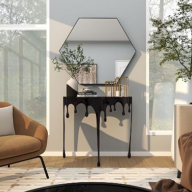 Stella & Eve Half Moon Drip Console Table with Melting Designed Legs and Glass Top
