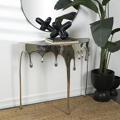 Stella & Eve Half Moon Drip Console Table with Melting Designed Legs and Glass Top