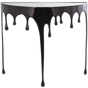 Stella & Eve Half Moon Drip Console Table with Melting Designed Legs and Glass Top
