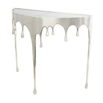 Stella & Eve Half Moon Drip Console Table with Melting Designed Legs and Glass Top