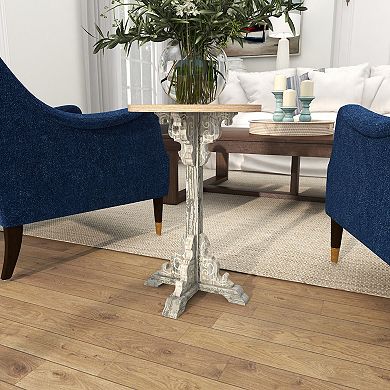 Stella & Eve Intricately Carved Wood Accent Table