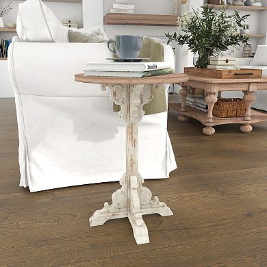 Stella & Eve Intricately Carved Wood Accent Table
