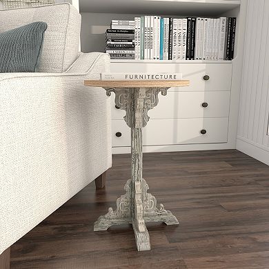 Stella & Eve Intricately Carved Wood Accent Table