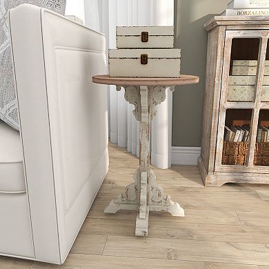 Stella & Eve Intricately Carved Wood Accent Table