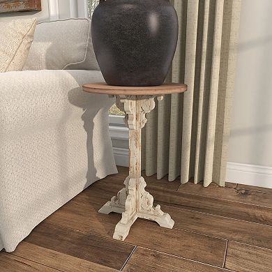 Stella & Eve Intricately Carved Wood Accent Table