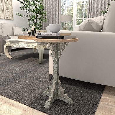 Stella & Eve Intricately Carved Wood Accent Table