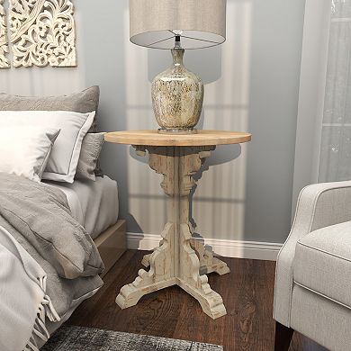Stella & Eve Distressed Carved Accent Table