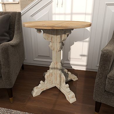 Stella & Eve Distressed Carved Accent Table