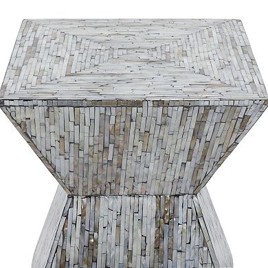 Stella & Eve Handmade Hourglass Shaped Mother of Pearl Shell Accent Table