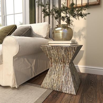 Stella & Eve Handmade Hourglass Shaped Mother of Pearl Shell Accent Table