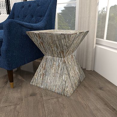 Stella & Eve Handmade Hourglass Shaped Mother of Pearl Shell Accent Table