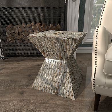 Stella & Eve Handmade Hourglass Shaped Mother of Pearl Shell Accent Table
