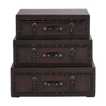Stella & Eve Vintage Faux Leather Room Chest with Buckles and Straps Detailing