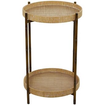 Stella & Eve Rattan 2 Tray Accent Table with Metal Legs