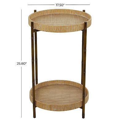 Stella & Eve Rattan 2 Tray Accent Table with Metal Legs
