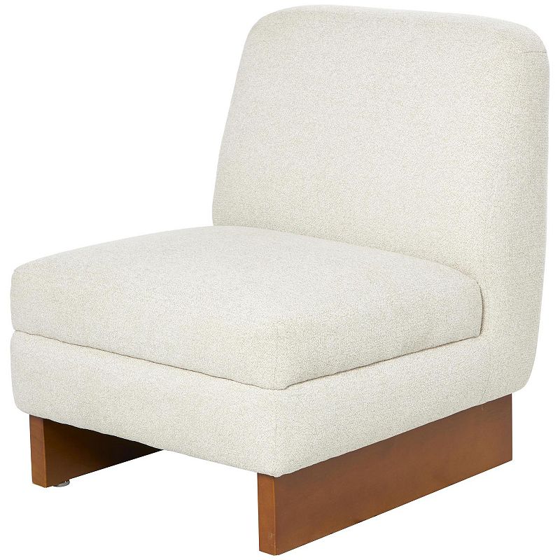 Stella & Eve Boucle Accent Chair with Rectangle Wooden Legs, White Polyester
