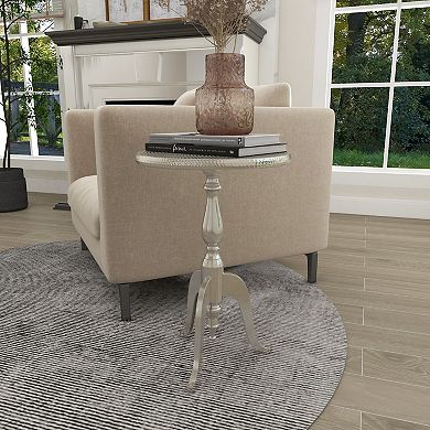 Stella & Eve Hammered Aluminum Small Accent Table with Scroll Legs