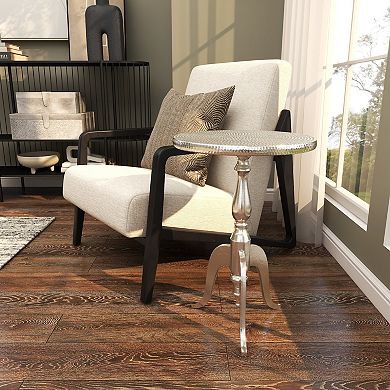 Stella & Eve Hammered Aluminum Small Accent Table with Scroll Legs