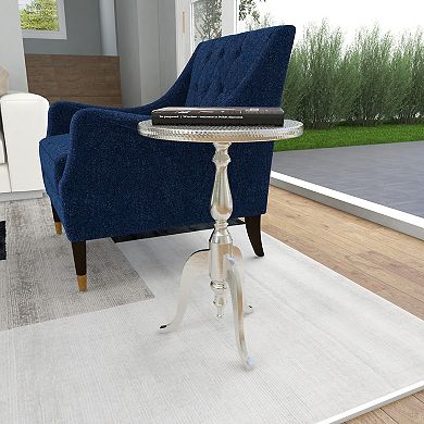 Stella & Eve Hammered Aluminum Small Accent Table with Scroll Legs