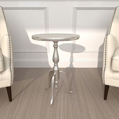 Stella & Eve Hammered Aluminum Small Accent Table with Scroll Legs