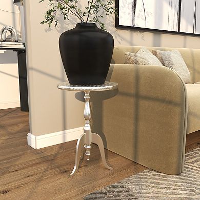 Stella & Eve Hammered Aluminum Small Accent Table with Scroll Legs
