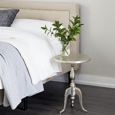 Stella & Eve Hammered Aluminum Small Accent Table with Scroll Legs