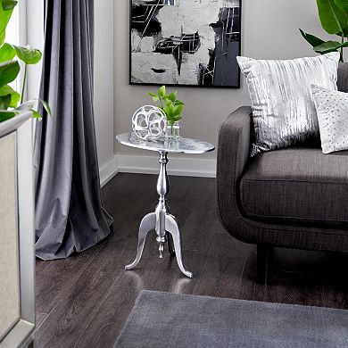 Stella & Eve Aluminum Metal Small Accent Table with Scroll Legs