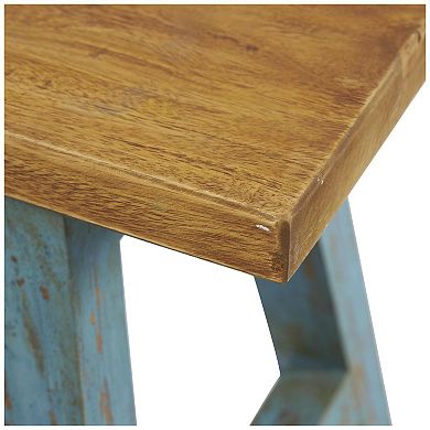 Stella & Eve Wood Living Room Stool with Brown Top