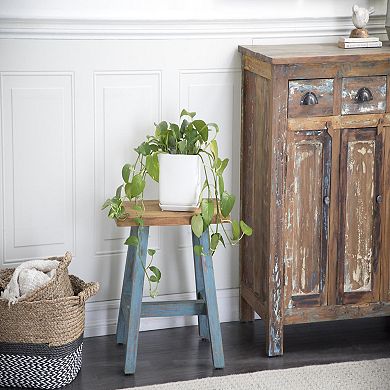 Stella & Eve Wood Living Room Stool with Brown Top