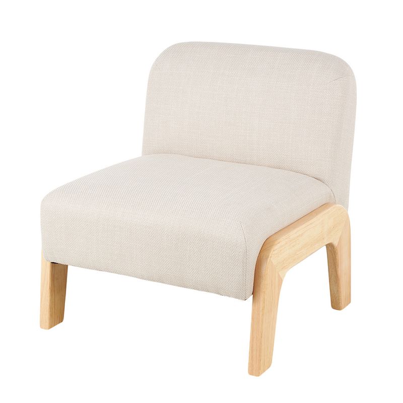 Stella & Eve Boucle Accent Chair with Wooden Legs, Beige Polyester