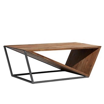 Stella & Eve Wood Diagonal Open Frame Coffee Table with Metal Base