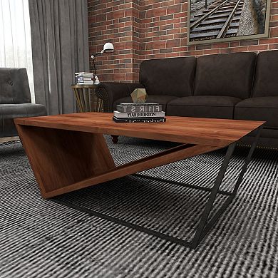 Stella & Eve Wood Diagonal Open Frame Coffee Table with Metal Base
