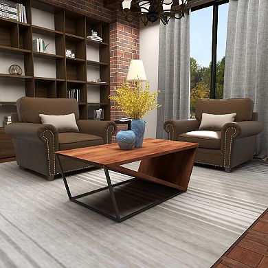 Stella & Eve Wood Diagonal Open Frame Coffee Table with Metal Base