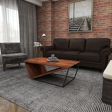 Stella & Eve Wood Diagonal Open Frame Coffee Table with Metal Base