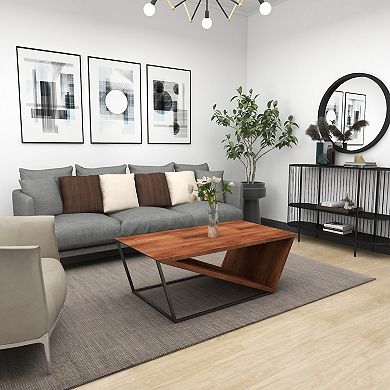 Stella & Eve Wood Diagonal Open Frame Coffee Table with Metal Base