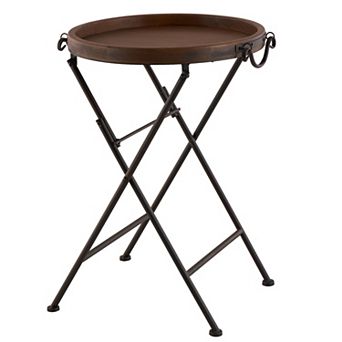 Stella & Eve Metal Accent Table with Brown Wood Top