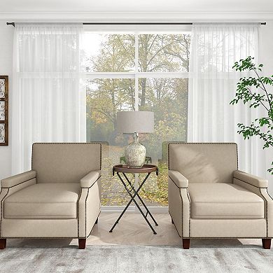 Stella & Eve Metal Accent Table with Brown Wood Top