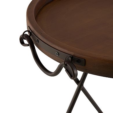 Stella & Eve Metal Accent Table with Brown Wood Top