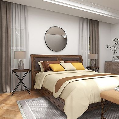 Stella & Eve Metal Accent Table with Brown Wood Top