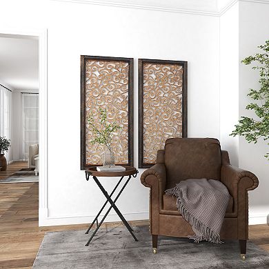 Stella & Eve Metal Accent Table with Brown Wood Top