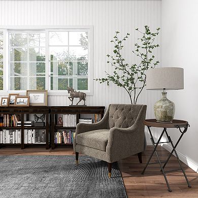 Stella & Eve Metal Accent Table with Brown Wood Top