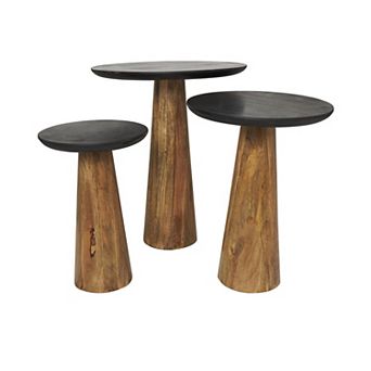 Stella & Eve Mango Wood Handmade Cone Shaped Accent Table Set of 3