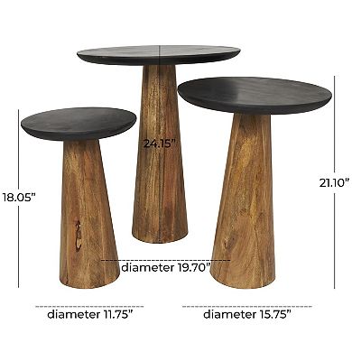 Stella & Eve Mango Wood Handmade Cone Shaped Accent Table Set of 3