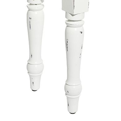 Stella & Eve Extra Long Distressed Slatted Wood Home Bench with Turned Legs