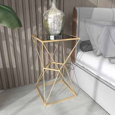 Stella & Eve Metal Accent Table with Mirrored Glass Top